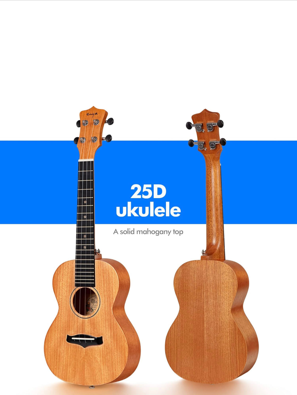 Enya Concert Ukulele 23 Inch Solid Mahogany Top Ukelele for Beginner