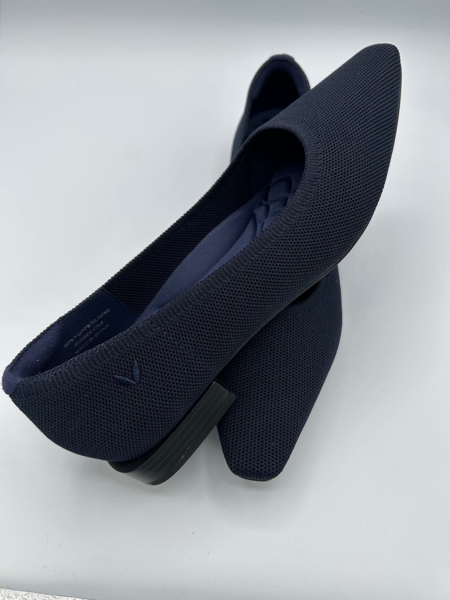 Navy Square toe flat by Vavaia